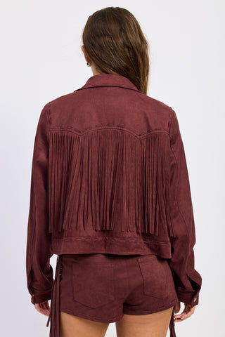 Born in March Faux Suede Fringe Jacket