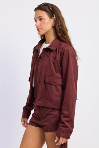 Born in March Faux Suede Fringe Jacket