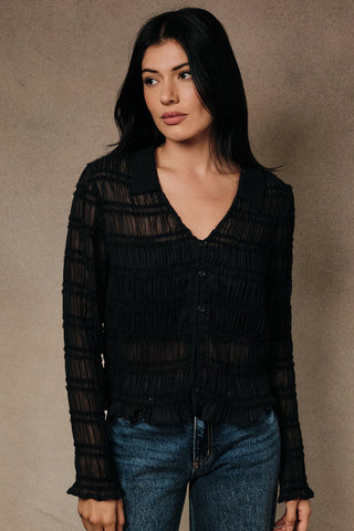 Born in March Shirred Sheer Shirt