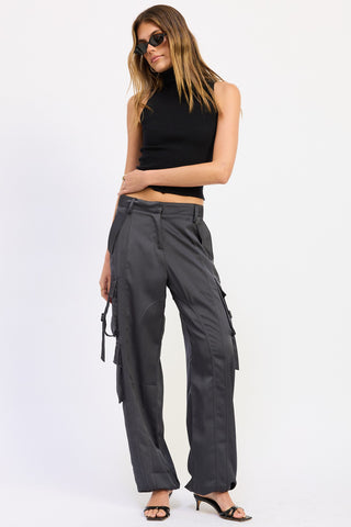 Born in March Satin Cargo Jogger Pants