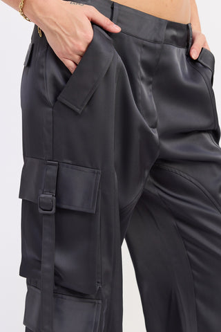 Born in March Satin Cargo Jogger Pants