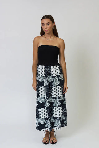 Charli Paisley Patchwork Twofer Dress Black / XS Charli Paisley Patchwork Twofer Dress Black / XS