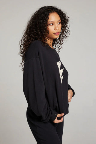 Chaser Distressed Bolt Sweatshirt - Premium clothing at Lonnys NY - Just $79! Shop Womens clothing now 