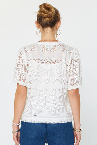 Current Air Embroidered Puff Sleeve Blouse