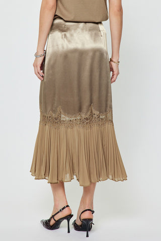 Current Air Lace Pleated Midi Skirt