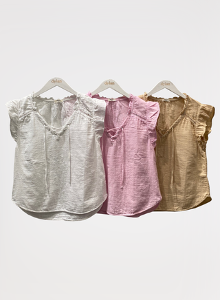 Dylan Ruffle Tie Top - Premium Shirts & Tops at Lonnys NY - Just $95! Shop Womens clothing now 