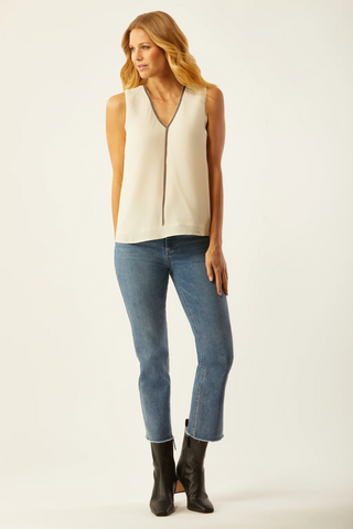 Ecru RYDER BABYCHAIN DETAIL SHELL IN SILK - Premium Shirts & Tops at Lonnys NY - Just $188! Shop Womens clothing now 