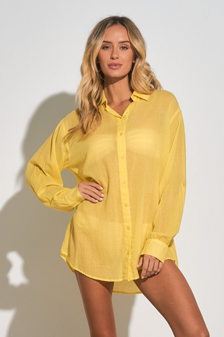 Elan Button Down Paradise Graphic Beach Cover Up - Premium Shirts & Tops from Elan - Just $73! Shop now 