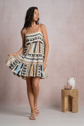 elan off shoulder dress El Beige Print One Shoulder Dress S