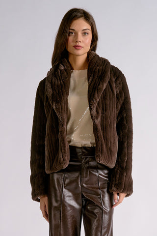 Elan Big Collar Faux Fur Jacket