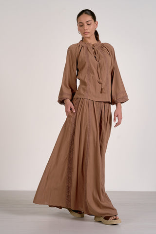 Elan Bohemian Tie Neck Top