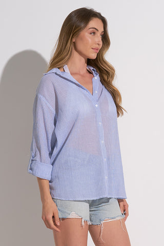 Elan Striped Heart Button Down - Premium clothing at Lonnys NY - Just $69! Shop Womens clothing now 