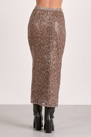 Elan Cheetah Sequin Skirt