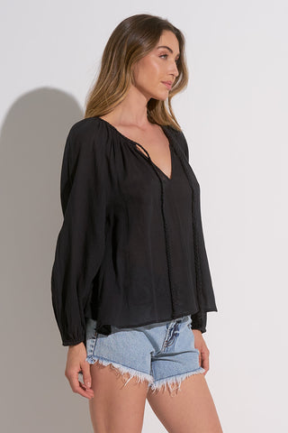 Elan Braided Tie V-Neck Shirt - Premium clothing at Lonnys NY - Just $70! Shop Womens clothing now 