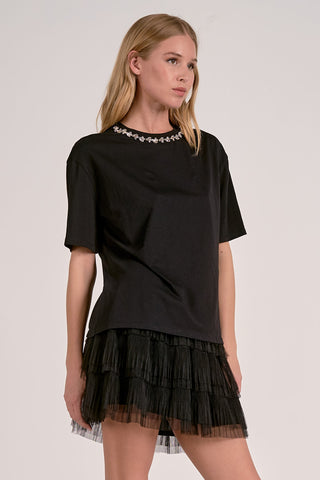 Elan Embellished Neck Tee