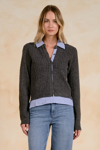 Elan Twofer Collared Cardigan