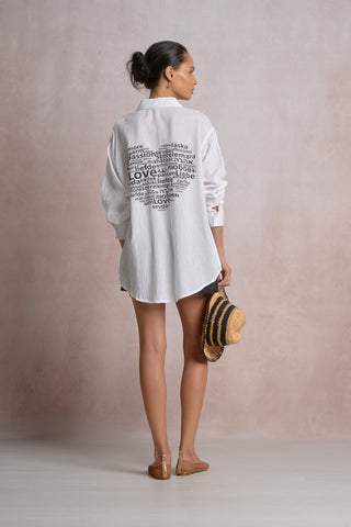 Elan Iris Love Heart Button Down Shirt