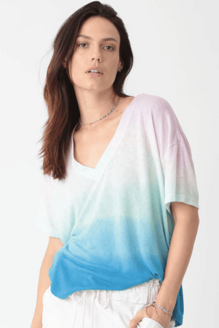 Electric & Rose Chase Vneck Tee - Lavender / Blue - Premium Basic tee at Lonnys NY - Just $108! Shop Womens clothing now 