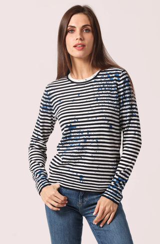 Minnie Rose Paint Splatter Striped Crew Shirt *FINAL SALE*