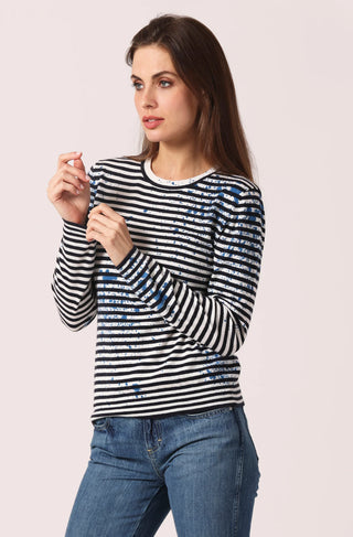 Minnie Rose Paint Splatter Striped Crew Shirt *FINAL SALE*