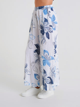 Femme Fatale Floral Print Linen Palazzo Pants