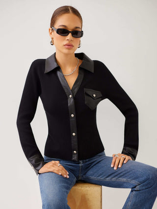 Fifteen Twenty Isabella Faux Leather Top