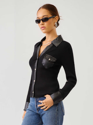 Fifteen Twenty Isabella Faux Leather Top