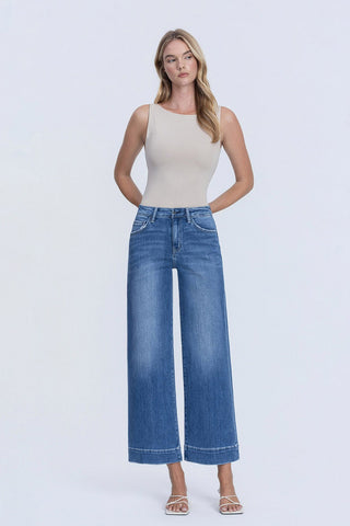 Flying Monkey Let It Rain High Rise Crop Trouser Wide Leg Jeans
