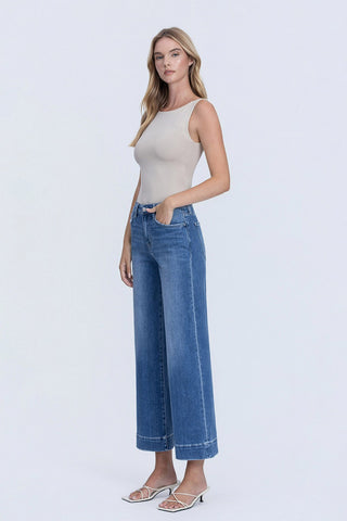 Flying Monkey Let It Rain High Rise Crop Trouser Wide Leg Jeans