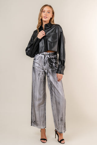 Fore Leather Cropped Shirt - Premium clothing at Lonnys NY - Just $74! Shop Womens clothing now 