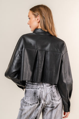 Fore Leather Cropped Shirt - Premium clothing at Lonnys NY - Just $74! Shop Womens clothing now 