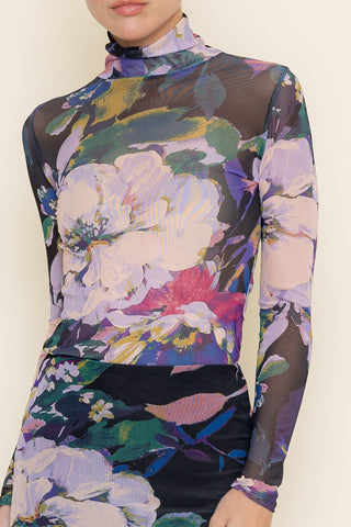 Fore Floral Mesh Mockneck Shirt - Premium clothing at Lonnys NY - Just $44! Shop Womens clothing now 