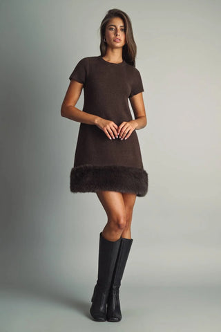 From Here to Eternity Faux Fur Trimmed Mini Dress