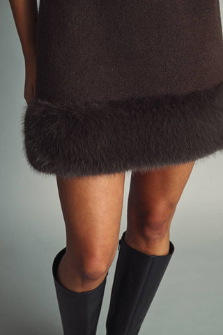 From Here to Eternity Faux Fur Trimmed Mini Dress
