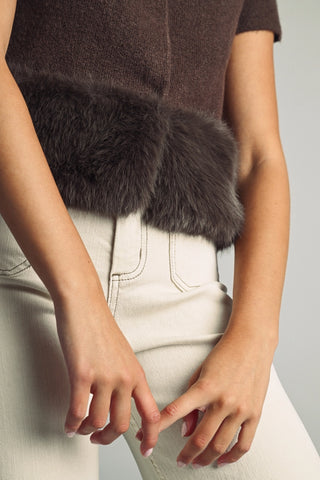From Here to Eternity Fur Trimmed Button Up Sweater