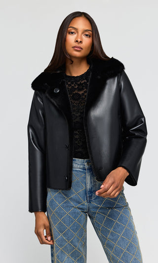 Generation Love Delphine Reversible Faux Leather Shearling Jacket