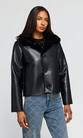 Generation Love Delphine Reversible Faux Leather Shearling Jacket