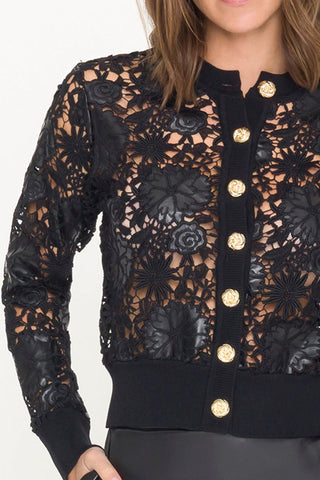 Generation Love Erin Vegan Leather Lace Cardigan