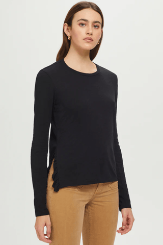 Goldie Long Sleeve Ruffle Sides Boy Tee - Premium Shirts & Tops at Lonnys NY - Just $120! Shop Womens clothing now 