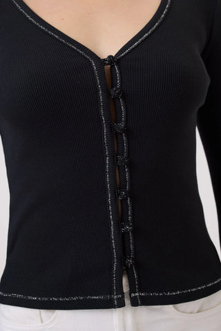 Goldie Celeste Metallic Micro Rib Cardigan