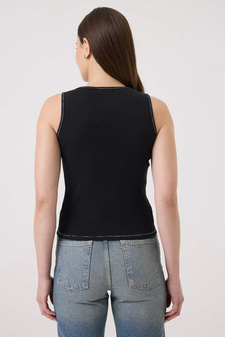 Goldie Celeste Metallic Micro Rib Shell Tank Top