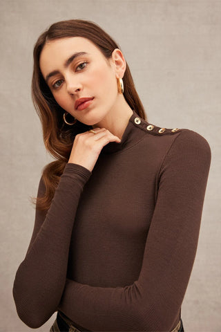 Goldie Marina Button Shoulder Mockneck - Premium clothing at Lonnys NY - Just $150! Shop Womens clothing now 