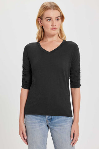 Goldie Ruched Half Sleeve Tee - Premium Shirts & Tops at Lonnys NY - Just $125! Shop Womens clothing now 
