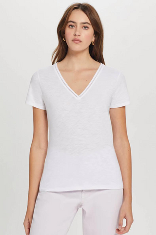Goldie Honor Embroidered V-Neck Tee - Premium Shirts & Tops at Lonnys NY - Just $98! Shop Womens clothing now 