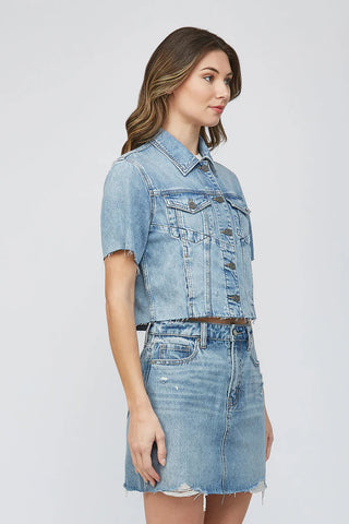 Hidden Rebel Short Sleeve Cropped Denim Jacket - Premium clothing at Lonnys NY - Just $98! Shop Womens clothing now 