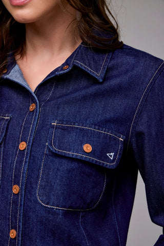 Hidden Denim Tapered Button Up Shirt