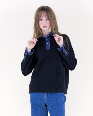 IScarf Denim Boyfriend Sweater