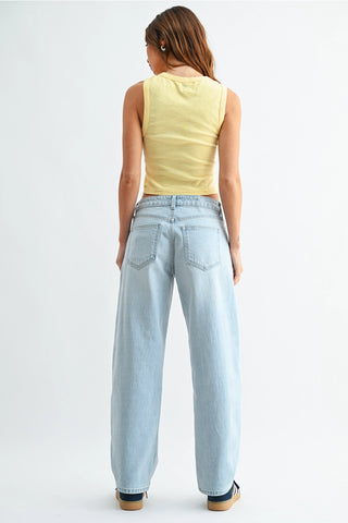 Just Black High Rise Straight Barrel Leg Jeans