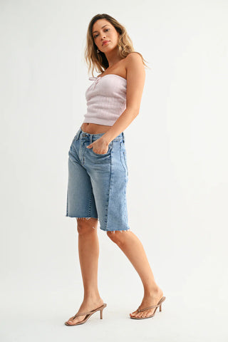 Just Black Seamed Longer Shorts