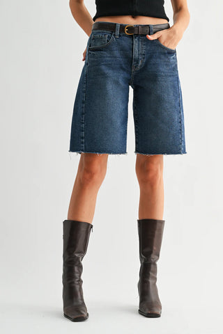 Just Black Seamed Longer Shorts